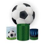 Kit Capa Painel Redondo + Trio Cilindros Decoração Festa Aniversário Infantil Futebol 