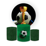 Kit Capa Painel Redondo + Trio Cilindros Decoração Festa Aniversário Infantil Futebol 