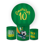 Kit Capa Painel Redondo + Trio Cilindros Decoração Festa Aniversário Infantil Futebol 