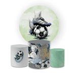 Kit Capa Painel Redondo + Trio Cilindros Decoração Festa Aniversário Infantil Futebol 