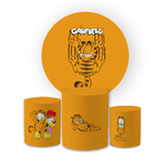 Kit Capa Painel Redondo + Trio Cilindros Decoração Festa Aniversário Desenho Filme Garfield 