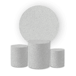 Kit Capa Painel Redondo + Trio Cilindros Decoração Festa Aniversário Glitter Branco