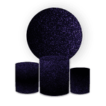 Kit Capa Painel Redondo + Trio Cilindros Decoração Festa Aniversário Glitter Degradê Preto e Roxo