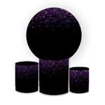 Kit Capa Painel Redondo + Trio Cilindros Decoração Festa Aniversário Glitter Degradê Preto e Roxo