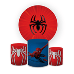 Kit Capa Painel Redondo + Trio Cilindros Decoração Festa Aniversário Infantil Tema Menino Homem Aranha 