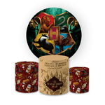 Kit Capa Painel Redondo + Trio Cilindros Decoração Festa Aniversário Filme Harry Potter 