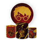 Kit Capa Painel Redondo + Trio Cilindros Decoração Festa Aniversário Filme Harry Potter