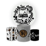 Kit Capa Painel Redondo + Trio Cilindros Decoração Festa Aniversário Filme Harry Potter 