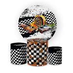 Kit Capa Painel Redondo + Trio Cilindros Decoração Festa Aniversário Infantil Tema Menino Carros Hotwheels 