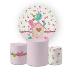 Kit Capa Painel Redondo + Trio Cilindros Decoração Festa Aniversário Infantil Tema Menina Jardim Encantado 