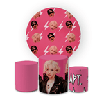 Kit Capa Painel Redondo + Trio Cilindros Decoração Festa Aniversário Banda K-POP BlackPink