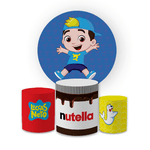 Kit Capa Painel Redondo + Trio Cilindros Decoração Festa Aniversário Infantil Tema Luccas Neto