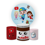 Kit Capa Painel Redondo + Trio Cilindros Decoração Festa Aniversário Infantil Tema Luccas Neto 