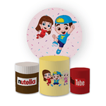 Kit Capa Painel Redondo + Trio Cilindros Decoração Festa Aniversário Infantil Tema Luccas Neto