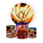 Kit Capa Painel Redondo + Trio Cilindros Decoração Festa Aniversário Tema Anime Naruto Uzumaki