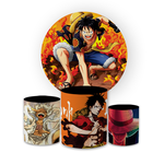 Kit Capa Painel Redondo + Trio Cilindros Decoração Festa Aniversário Infantil Tema One Piece 