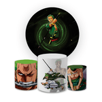 Kit Capa Painel Redondo + Trio Cilindros Decoração Festa Aniversário Infantil Tema One Piece 