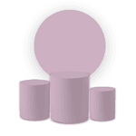 Kit Capa Painel Redondo + Trio Cilindros Decoração Festa Aniversário Cores Lisas Rosa Pastel