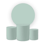 Kit Capa Painel Redondo + Trio Cilindros Decoração Festa Aniversário Cores Lisas Verde Água
