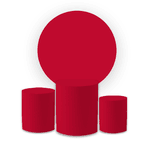 Kit Capa Painel Redondo + Trio Cilindros Decoração Festa Aniversário Cores Lisas Vermelho