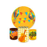 Kit Capa Painel Redondo + Trio Cilindros Decoração Festa Junina 