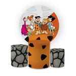 Kit Capa Painel Redondo + Trio Cilindros Decoração Festa Aniversário Infantil Desenho Os Flintstones 