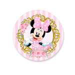 Capa Painel Redondo Minnie Rosa e Dourado