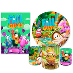Kit Casadinho Capa Painel + Trio Capa Cilindro Decorativo Tema Fall Guys