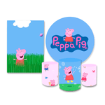 Kit Casadinho Capa Painel + Trio Capa Cilindro Decorativo Tema Peppa Pig