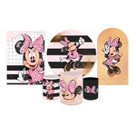 Kit Completo Paineis + Trio Cilindros Minnie Glitter Listra