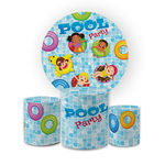 Kit Capa Painel Redondo + Trio Cilindros Decoração Festa Aniversário Infantil Pool Party 