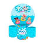 Kit Capa Painel Redondo + Trio Cilindros Decoração Festa Aniversário Infantil Pool Party 