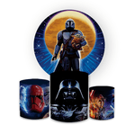 Kit Capa Painel Redondo + Trio Cilindros Decoração Festa Aniversário Infantil Star Wars