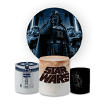 Kit Capa Painel Redondo + Trio Cilindros Decoração Festa Aniversário Infantil Star Wars 
