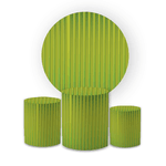 Kit Capa Painel Redondo + Trio Cilindros Decoração Festa Aniversário Efeito Ripado Verde Oliva