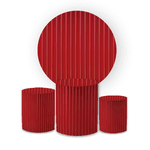 Kit Capa Painel Redondo + Trio Cilindros Decoração Festa Aniversário Efeito Ripado Vermelho