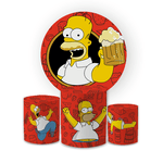 Kit Capa Painel Redondo + Trio Cilindros Decoração Festa Aniversário Simpsons