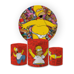 Kit Capa Painel Redondo + Trio Cilindros Decoração Festa Aniversário Simpsons 