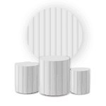 Kit Capa Painel Redondo + Trio Cilindros Decoração Festa Aniversário Efeito Ripado Branco