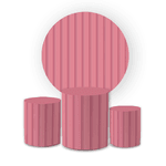 Kit Capa Painel Redondo + Trio Cilindros Decoração Festa Aniversário Efeito Ripado Rosa Goiaba
