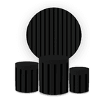 Kit Capa Painel Redondo + Trio Cilindros Decoração Festa Aniversário Efeito Ripado Preto
