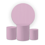 Kit Capa Painel Redondo + Trio Cilindros Decoração Festa Aniversário Efeito Ripado Rosa Bebê