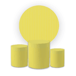 Kit Capa Painel Redondo + Trio Cilindros Decoração Festa Aniversário Efeito Ripado Amarelo