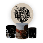 Kit Capa Painel Redondo + Trio Cilindros Decoração Festa Aniversário Infantil Star Wars 
