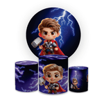 Kit Capa Painel Redondo + Trio Cilindros Decoração Festa Aniversário Infantil Herói Thor Baby