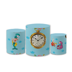 Trio Capas de Cilindros Sublimados Decorativo Tema Infantil Menina Alice Pais das Maravilhas Decoração