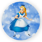 Capa Painel Redondo Decorativo Tema Alice no Pais das Maravilhas Decoração Festa Infantil