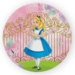 Capa Painel Redondo Decorativo Tema Alice no Pais das Maravilhas Decoração Festa Infantil