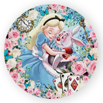 Capa Painel Redondo Decorativo Tema Alice no Pais das Maravilhas Decoração Festa Infantil