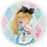 Capa Painel Redondo Decorativo Tema Alice no Pais das Maravilhas Decoração Festa Infantil